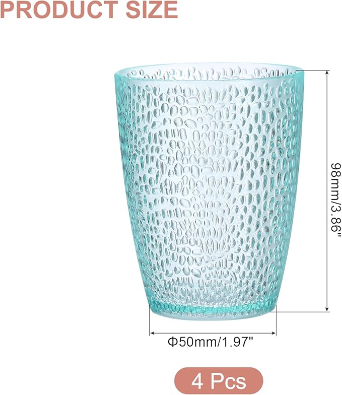 uxcell 10oz Acrylic Drinking Glasses, 4Pcs Plastic Reusable Tumblers Drinkware Unbreakable Water Glasses Cups Stackable & Dishwasher Safe for Home Outdoors Restaurant, Light Blue