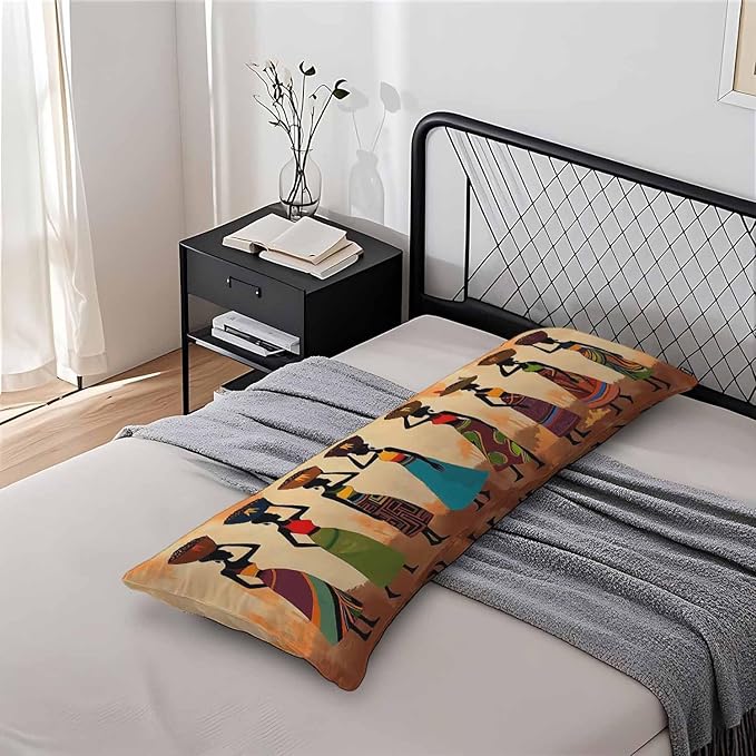 20x54 Body Pillow Cover African Woman African Woman Dancer Zipper Body Pillowcase Side Sleeper Pillow Covers Body Pillow Cushion Cover for Men Women Home Bedroom