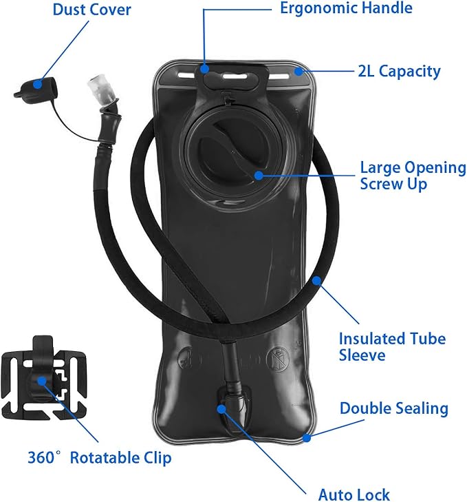 Hydration Bladder 1.5L-2L-3L,Leak Proof Water Reservoir with Insulated Sleeve, BPA Free Military Water Storage Bladder Bag Hydration Pack Replacement,Great for Bicycling Hiking Camping Hunting Running