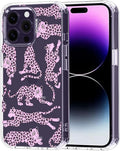 MOSNOVO Case for iPhone 14 Pro Max, [Buffertech 6.6ft Military-Grade Drop Protection] [Anti Peel Off Tech] Clear TPU Bumper Phone Case Cover Design - Pink Leopard