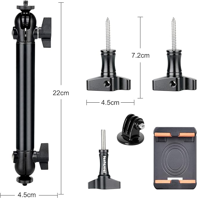 2-Ball-Head Adjustable Outdoor Phone Trail Action Camera Hunting Video Recording Vlogging Time Lapse Mount Serurety Camera Mounting Gear for iPhone Samsung GoPro Insta360 Akaso Blink Arlo