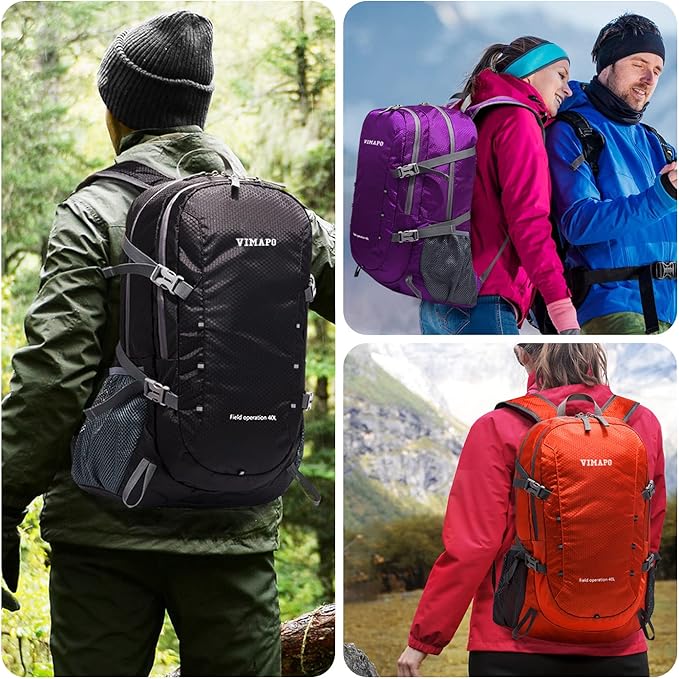 Packable Lightweight Backpack 40L, Ripstop Nylon Foldable Traveling Daypack, Collapsible Hiking Backpack For Outdoor(Black)
