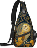 FyLybois Barn Owl Sling Bag for Women Lightweight Crossbody Backpack Casual Daypack with Adjustable Strap for Travel Work Hiking Everyday Use
