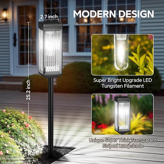 ELECLINK Solar Pathway Lights Outdoor, 4 Pack Upgraded Solar Lights Outdoor Waterproof, Bright Up to 15 Hrs Auto On/Off Garden Light for Yard Patio Lawn Path Walkway Driveway Outside Decor(Cool White)
