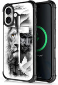 for iPhone 17 Case,for MagSafe Graphic Design for Girl Boy Soft Silicone Hard Acrylic Shock Protection Designed for iPhone 17 Lion Cross Jesus Christ Dove Pattern