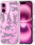 MOSNOVO Case for iPhone 16 Plus, [Buffertech 6.6ft Military-Grade Drop Protection] [Anti Peel Off Tech] Clear TPU Bumper Phone Case Cover Design - Pink Leopard
