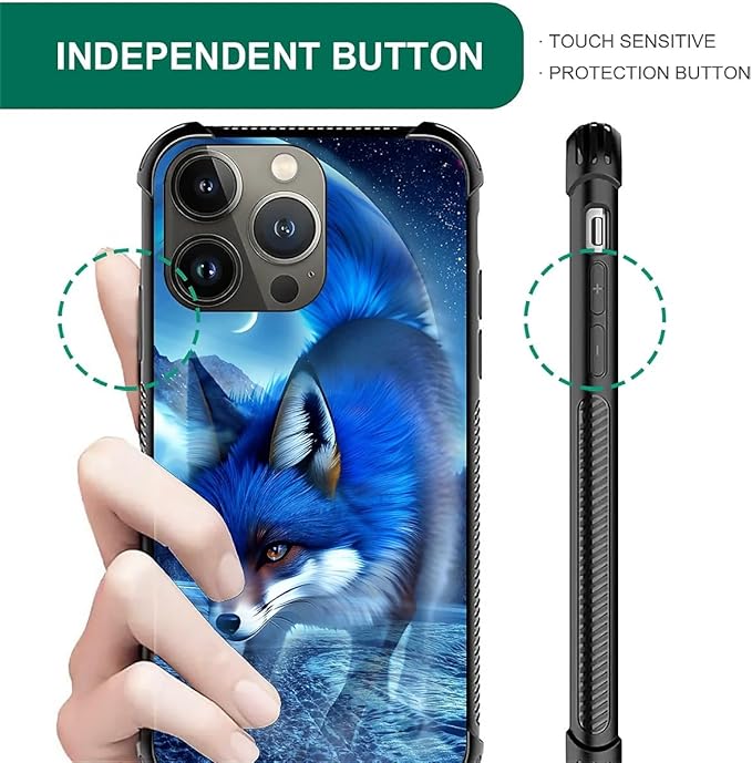 for iPhone 14 Pro Case, Snowy Mountain Fox Lake Pattern Graphic Design Girl Boy Soft Silicone Hard Acrylic Shock Protection for iPhone 14 Pro