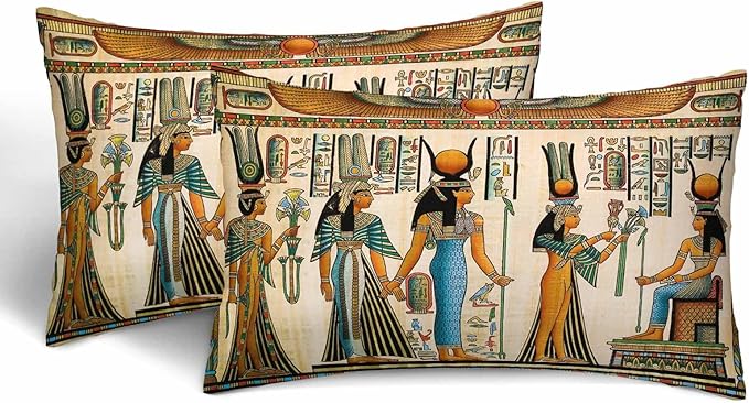 Old Egyptian Empire Couch Pillow Covers 12 X 20 0 Set of 2 Pillowcases Rectangular Velvet Outdoor Cushion Pillow Cases Decorative for Home Bed Sofa Couch Hotel