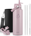 BUZIO 40 oz Water Bottle Insulated, Triple Wall Vacuum Stainless Steel Flask (Cold for 48 Hrs), Leakproof BPA-Free Wide Mouth Metal Jug Hydro Canteen with 2 Lids, Purple