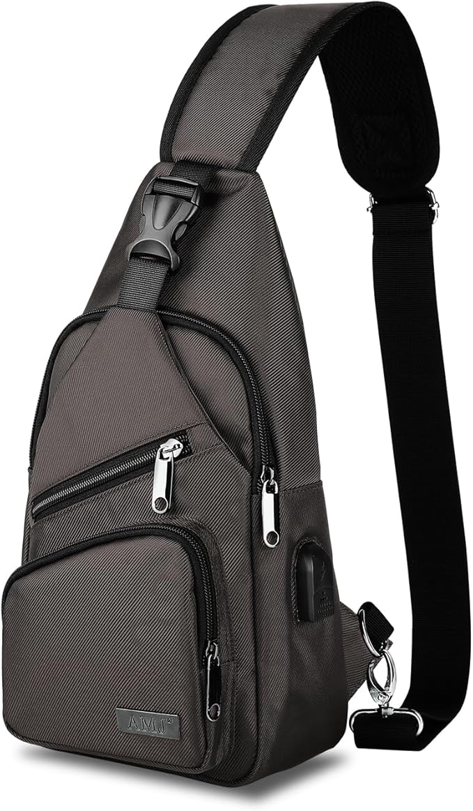 AMJ Crossbody Sling Bag Men Women, Casual Shoulder Backpack, Chest Daypack Satchel for Hiking Travel