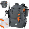 KastKing Bait Boss Fishing Tackle Backpack with Rod Holders-4 Tackle Boxes-Rain Cover,45/43L Large Storage for Fishing Gear