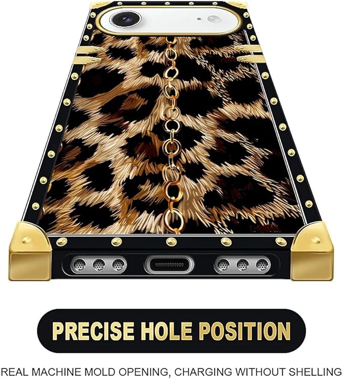for iPhone 17 Air Case Luxury Golden Decoration for Girl Women Soft TPU Shockproof Protective Hard PC Back for iPhone 17 Air Crazy Pattern Seamless Gold Chain Leopard