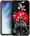 for Samsung Galaxy S21 FE Case, Sakura Japanese Samurai Pattern Graphic Design Girl Boy Soft Silicone Hard Acrylic Shock Protection for Samsung Galaxy S21 FE
