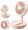 Gaiatop Foldable Small Desk Fan, 6000mAh Battery Powered Portable Fan with LED Night Light, USB Rechargeable, Bedroom Office Dorm Travel Camping Essentials, Cruise Gifts for Women Girls Mom, Pink