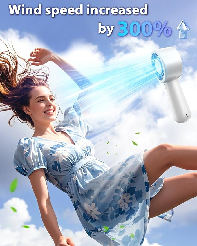Portable Handheld Fan Personal Small Turbo Hand Fan Powerful, Cooling, Lanyard, USB Rechargeable, 5 Speeds, Makeup, Gifts for Women Men, Kid, Mom, Hot Summer, Travel, Sports, Wedding Use