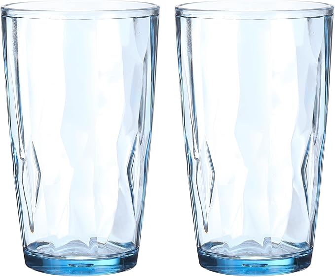 uxcell 17oz Acrylic Drinking Glasses, 2Pcs Plastic Reusable Tumblers Drinkware Unbreakable Water Glasses Cups Stackable & Dishwasher Safe for Home Outdoors Restaurant, Sky Blue