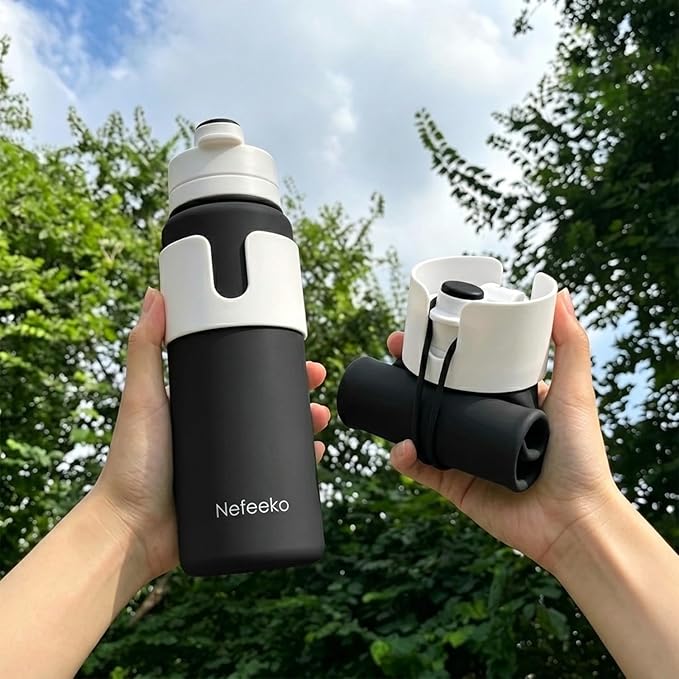 Nefeeko Collapsible Water Bottle, BPA Free 26oz Foldable Water Bottle for Travel Sports, Leak-Proof Spill-Proof Portable Water Bottles with Carabiner, Lightweight