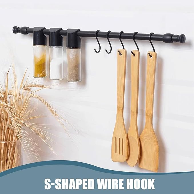 50pcs 1.7 Inch Black Iron Mini S Hooks Multipurpose Hangers for Jewelry Kitchenware and Plants