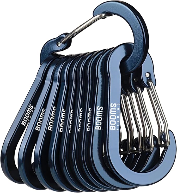 Booms Fishing CC5 Multi-Use Carabiner Clips, 10 Pack 2.3"/ 3.1" Caribeener Clips, Mini Keychain Caribeaner Clip, Aluminum D Ring Carabiners