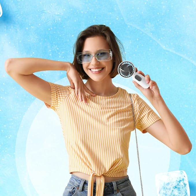 Rossesay 48 Pcs Mini Portable Fan Bulk Cute Handheld Lightweight Small Little Personal Hand Eyelash Fan 3 Speeds USB Rechargeable for Women Men Indoor Outdoor Makeup Travel (White)