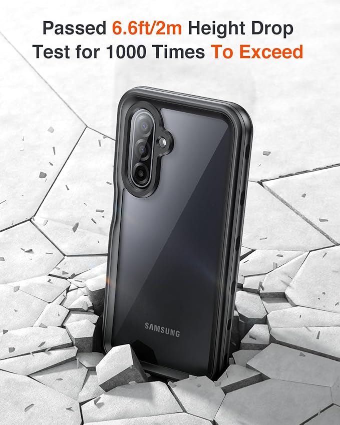 Lanhiem for Samsung Galaxy A17 5G Phone Case, IP68 Waterproof Dustproof, Built-in Screen Protector, Rugged Full Body Shockproof Protective Cover for Samsung A17 5G / 4G 6.7", Black/Clear