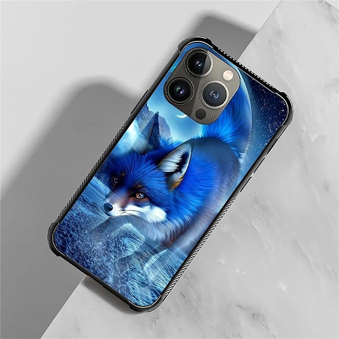 for iPhone 13 Pro Case, Snowy Mountain Fox Lake Pattern Graphic Design Girl Boy Soft Silicone Hard Acrylic Shock Protection for iPhone 13 Pro