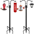 XDW-GIFTS Double Shepherds Hooks for Outdoor, 2-Pack Heavy Duty Garden Pole for Hanging Bird Feeder, Plant Baskets, Solar Light Lanterns, Garden Plant Hanger Stands with 5 Base Prongs
