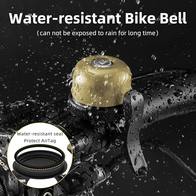 ROCKBROS Bike Bell for Apple AirTag Hidden Bike Mount Bike AirTag Holder GPS Tracker Bike Bell Anti-Theft for Adults Suitable for 0.87''/22.2, 1''/25.4, 1.25''/31.8mm Diameter Handlebar