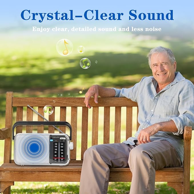 AM FM Radio Portable, Transistor Radio, Battery Powered or Mains Operated, Battery Radio with Robust Reception and Built in Speaker, Suitable for Home and Outdoor
