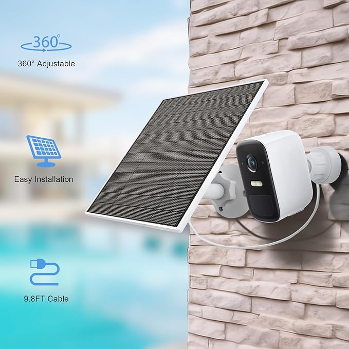 Solar Panel for Eufy Outdoor Camera, Compatible with Eufycam Camera, Continuous Power Supply, Includes 9.8ft Charging Cable, IP65 Waterproof, 3 Pack
