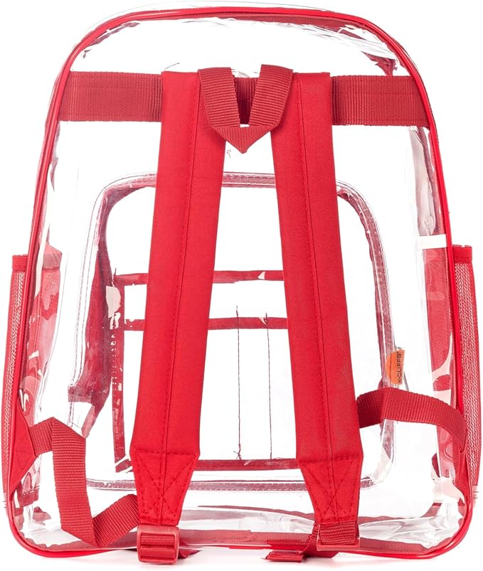 K-Cliffs Large Transparent Backpack Clear Heavy Duty School Bag Durable Student Bookbag See Through Vinyl Daypack Workbag