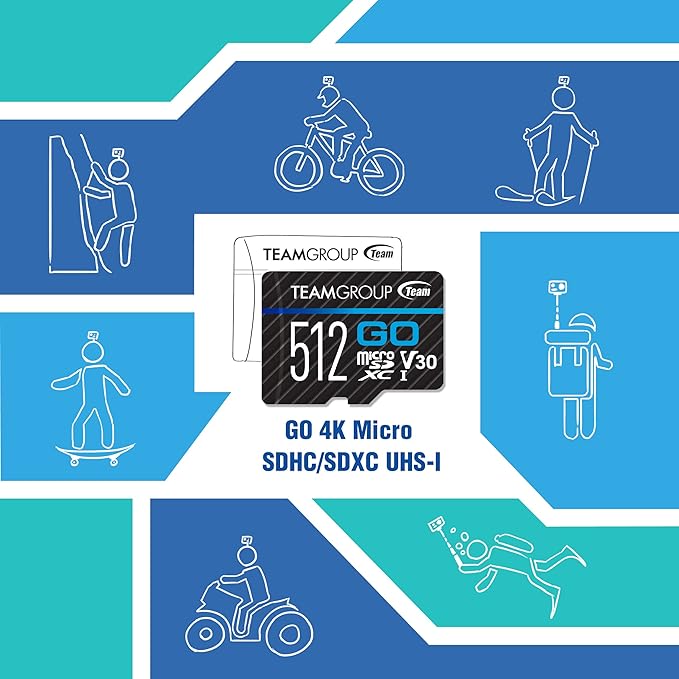 TEAMGROUP GO Card 128GB x 10 Pack MicroSDXC UHS-I U3 V30 4K for Action Cameras & Drone High Speed Flash Memory Card with Adapter for Outdoor Sports&Vlog, 4K Shooting,GoPro&Insta360&DJI TGUSDX128GU366