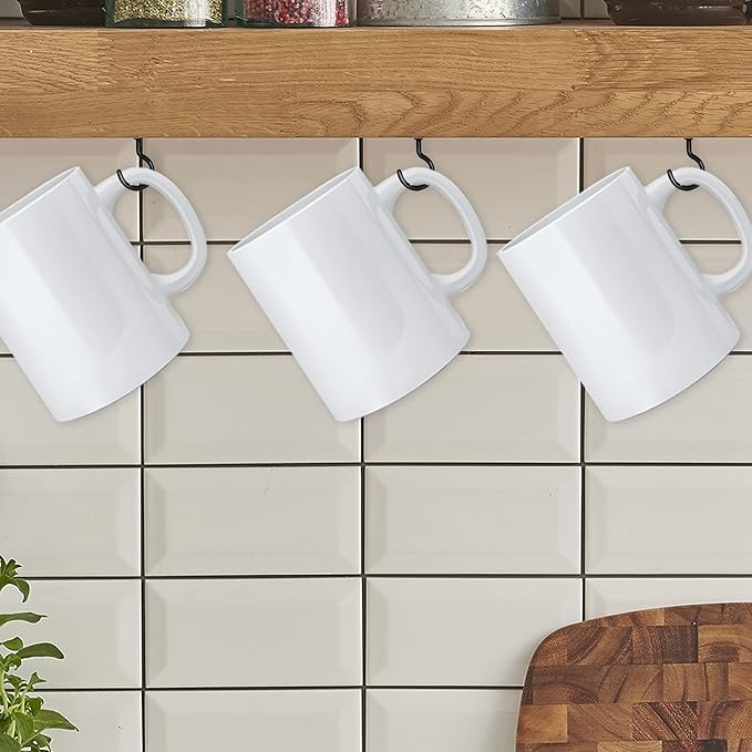 Cup Screw Hooks,1 inch Vinyl Coated Ceiling Hooks,100 Pack Screw in Hook,Wind Chimes Hook Kitchen Cup Hook Great for Hanging Indoor & Outdoor Use(Black)