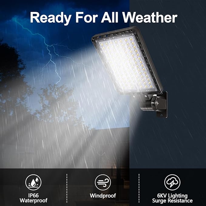 240W LED Parking Lot Light, 36000LM 5000K Adjustable Wall Mount Security Flood Lights with Dusk to Dawn Photocell, IP66 Waterproof Shoebox Light for Street, Yard