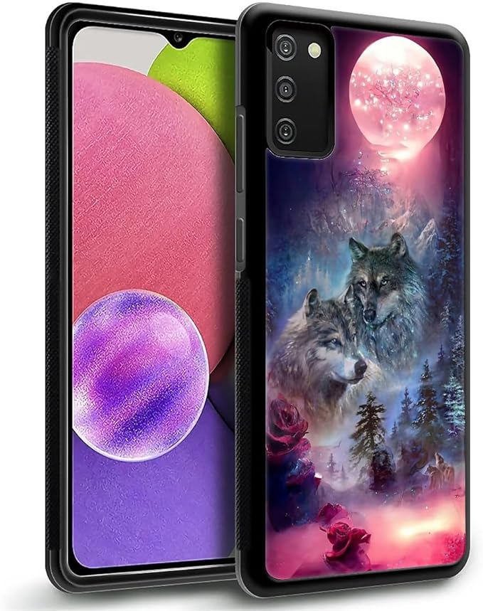 for Samsung Galaxy S20 FE Case, Star Two Wolfs Howling Pattern Graphic Design Girl Boy Soft Silicone Hard Acrylic Shock Protection for Samsung Galaxy S20 FE