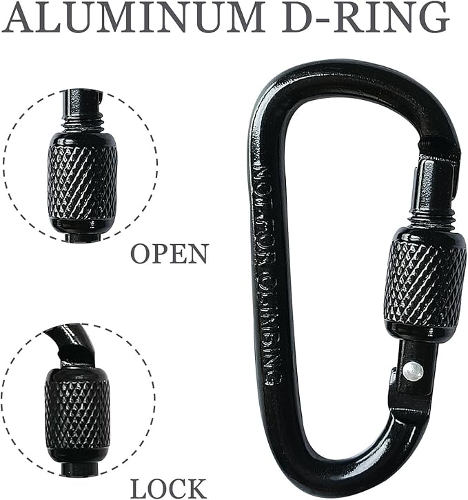 YUCHIYA 8 Pack D-Shape Carabiner Clasp with Screw Gate, 2.2 Inch Mini Keychain Clip Key Chain Buckle, Aluminum Alloy Keyrings Hook for Outdoor Hiking not for Climbing (D with screw, multicolor)