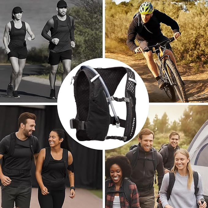 Nathan QuickStart Hydration Pack Vest with Bladder or flasks, Storage Pockets, Breathable Moisture-Wicking Fabric, Adjustable Straps for Running, Hiking, Walking, Marathons, Obstacle Races