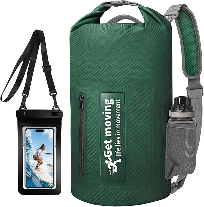 BKNOOU Dry Bag Waterproof Backpack for Women Men, 10L/20L Roll Top Dry Bags for Kayaking Waterproof Bag for Travel, Boating, Beach, Camping, Hiking & Rafting, Dry Storage Bag with Phone Pouch