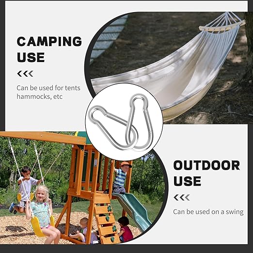 Carabiner, Heavy Duty Galvanized Steel Spring Snap Hook Carabiner Clips with 1000LBS Holding Capacity, Ideal for Outdoor, Hammock, Swing and Travel (M12 4.7Inch, 2PCS)