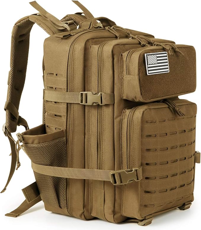 QT&QY 25L/45L Military Tactical Backpack For Men Molle Daypack 3 Day Bug Out Bag Hiking Rucksack With Bottle Holder