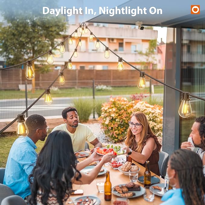 addlon 198FT(192+6) Solar String Lights Outdoor Waterproof 6W Panel with USB Port & Remote Control Solar Powered Patio Lights for Outside with 68 LED Dimmable Bulbs for Porch Garden Deck Halloween