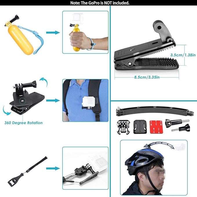 Navitech 60-in-1 Action Camera Accessories Combo Kit with EVA Case - Compatible with GoXtreme Vision Duo 4K Ultra HD Action Cam
