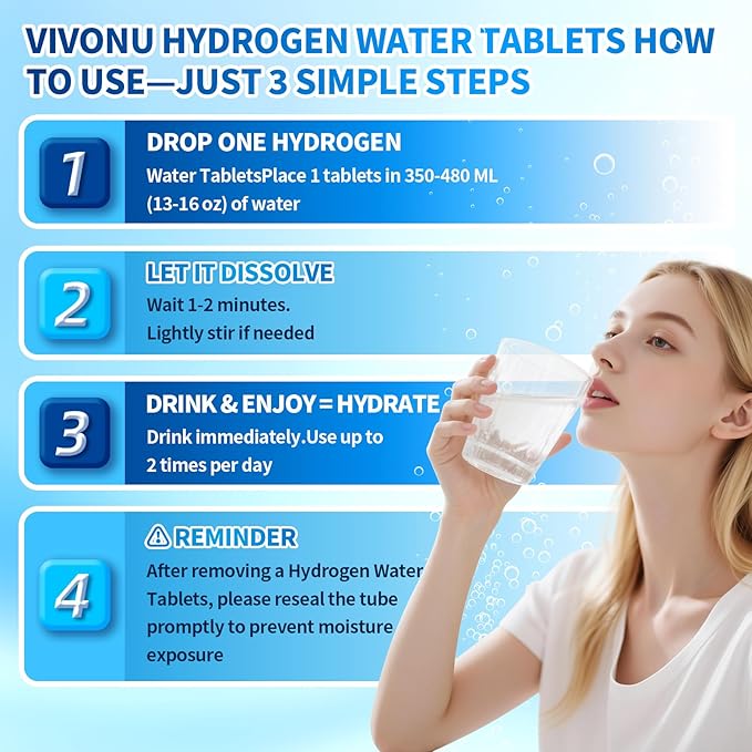 VivoNu Hydrogen Water Tablets with Electrolytes & Magnesium Complex, Vitamin C & D | 2 Flavors Pack (Orange & Raspberry) | Zero Sugar Electrolyte Powder Alternative for Rapid Hydration & Recovery