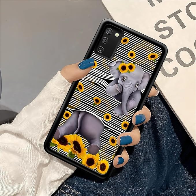 for Samsung Galaxy S20 FE Case, Cute Little Elephant Sunflower White Line Art Pattern Graphic Design Soft Silicone Hard Acrylic Shock Protection for Samsung Galaxy S20 FE