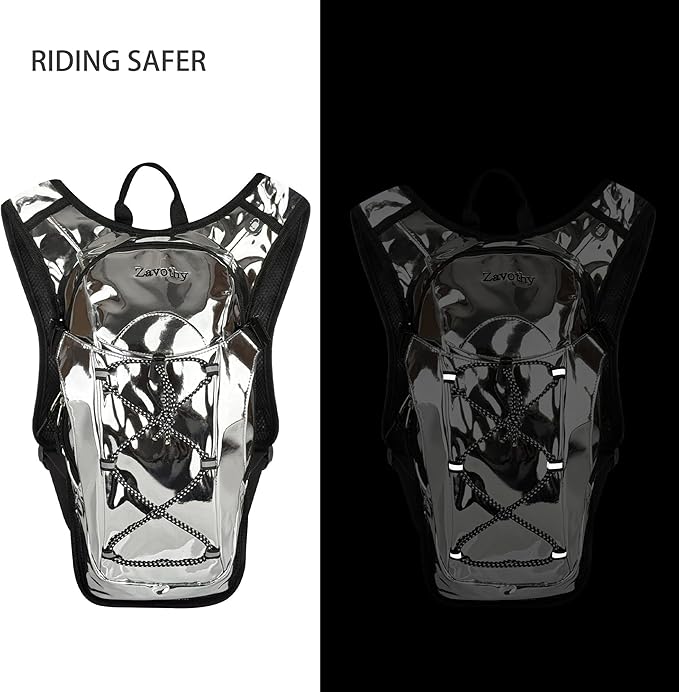 Reflective Hydration Backpack, Hydration Pack - Water Backpack with 2L Hydration Bladder, Essential for Festivals - Rave Hydration Pack for Hiking, Running, Cycling, and Festivals