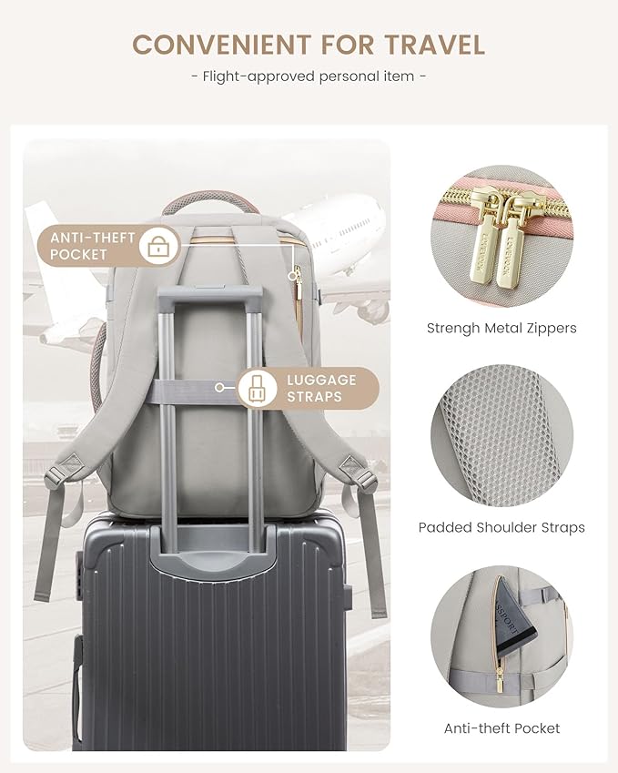 LOVEVOOK Travel Backpack for Women/Men, Personal Item Bag with 3 Packing Cubes Fits 17" Laptop, 50L Travel Backpack Carry on Flight Approved, Water-resistant Carry On Bag for Airplanes