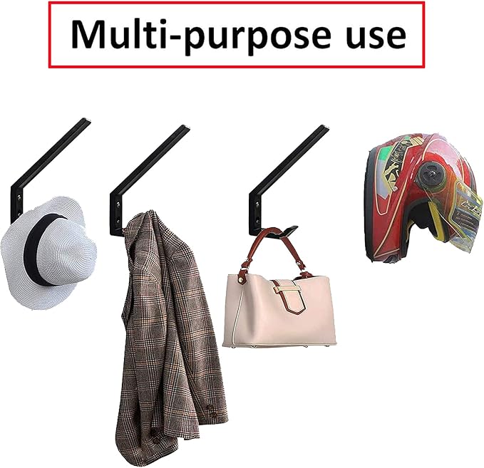 Pmsanzay 2 Pack Motorcycle Helmet Hook Multi-Purpose Jacket Hanger Keys Bags Holder Wall Mount Rack Cloth Display Rack Hat Hook for Home Kitchen Door Cabinet - Hardware Included Easy to Install.