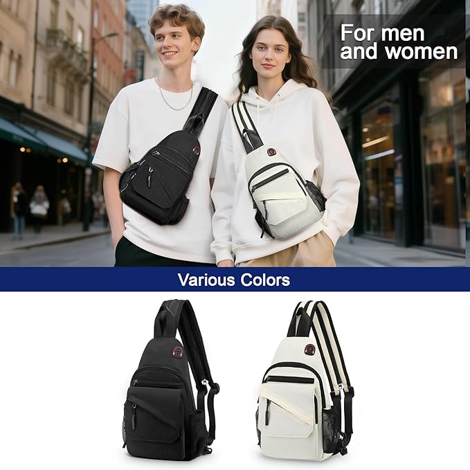 Crossbody Bag Casual Sling Bag for Men, Convertible Backpack, 3-in-1 Anti-Theft Shoulder Bag Trendy Daypack for Travel,Large, Black