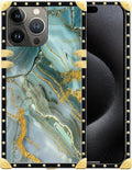 Compatible with iPhone 16 Pro Case, Golden Texture Marble Veining Luxury Golden Decoration for Girl Women Soft TPU Shockproof Protective Hard PC Back for iPhone 16 Pro