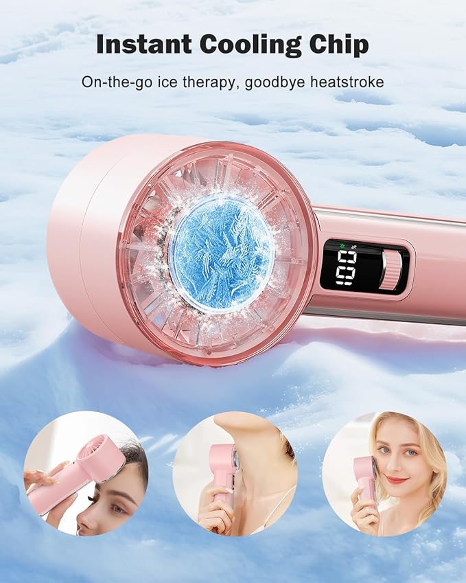 AMACOOL Handheld Fan with Ice Cooler, Mothers Day Gifts for Mom Her Women Girl, Mini Portable Cooling Fan, Small Yet Powerful, Personal Hand Fans for Travel Essentials Beach Makeup Must Have
